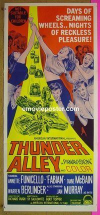 #7919 THUNDER ALLEY Australian daybill movie poster '67 Funicello