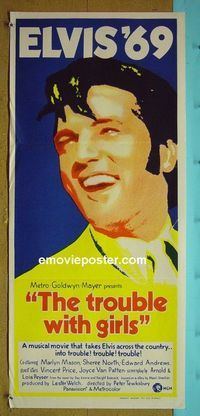 #7945 TROUBLE WITH GIRLS Australian daybill movie poster '69 Elvis