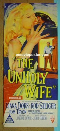 #7950 UNHOLY WIFE Australian daybill movie poster '57 bad girl!