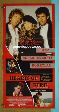 #7465 HEARTS OF FIRE video Australian daybill movie poster '87 Dylan