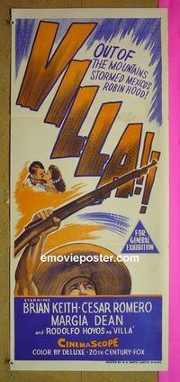 #7963 VILLA Australian daybill movie poster '58 Keith, Romero