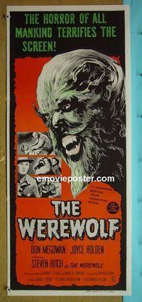 #7979 WEREWOLF Aust daybill '70s different wolfman art, it happens before your horrified eyes!