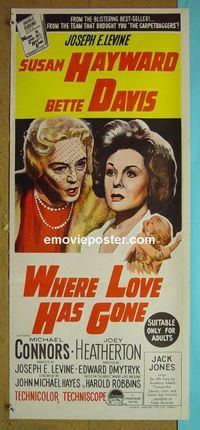 #7982 WHERE LOVE HAS GONE Australian daybill movie poster '64 Davis