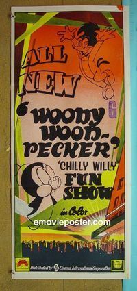 #7991 WOODY WOODPECKER' CHILLY WILLY FUN SHOW Australian daybill movie poster '70s