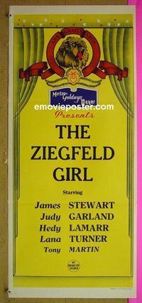 #8014 MGM Aust stock daybill 1940s Ziegfeld Girl, James Stewart, Judy Garland, Lamarr, Lana Turner!