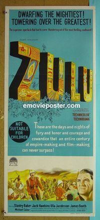 #8016 ZULU Australian daybill movie poster '64 Baker, Caine
