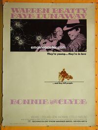 B006 BONNIE & CLYDE 30x40 movie poster '67 Beatty, Dunaway