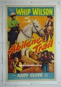 B233a ABILENE TRAIL linen one-sheet movie poster '51 Whip Wilson