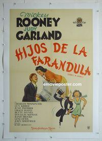 B201 BABES IN ARMS linen Argentinean movie poster '39 Rooney, Garland