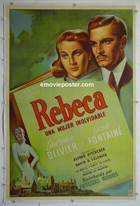 B215 REBECCA linen Argentinean movie poster '40 Hitchcock, Olivier