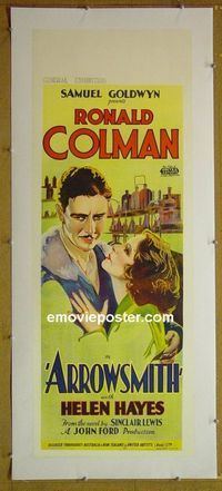 B118 ARROWSMITH linen Aust daybill movie poster '31 Colman