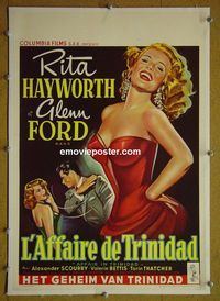 B119 AFFAIR IN TRINIDAD linen Belgian movie poster '52 Rita Hayworth