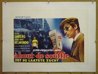 B120 BREATHLESS linen Belgian movie poster '61 Godard, Seberg