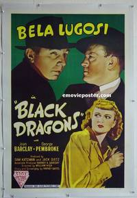 B242 BLACK DRAGONS linen one-sheet movie poster R49 Bela Lugosi
