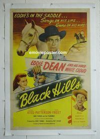 B243 BLACK HILLS linen one-sheet movie poster '47 Eddie Dean, western