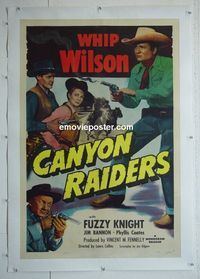 B245 CANYON RAIDERS linen one-sheet movie poster '51 Whip Wilson