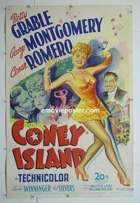 B246 CONEY ISLAND linen one-sheet movie poster '43 Betty Grable