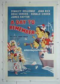 B183 DAY TO REMEMBER linen English one-sheet movie poster '55 S. Holloway