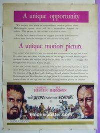 B049 AGONY & THE ECSTASY adv special movie poster '65 Heston
