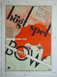 B195 NO LIMIT linen Swedish movie poster '31 Clara Bow, Aberg art!