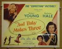 C095 AND BABY MAKES 3 title lobby card '49 Young, Hale