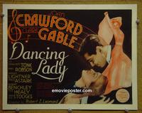 C200b DANCING LADY title lobby card '33 Joan Crawford, Clark Gable