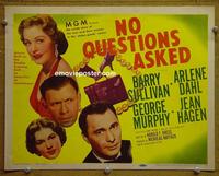 C419 NO QUESTIONS ASKED title lobby card '51 film noir!