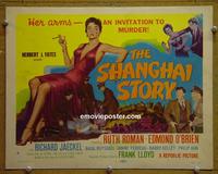 C496 SHANGHAI STORY title lobby card '54 Ruth Roman