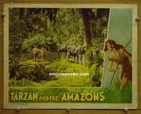D960 TARZAN & THE AMAZONS lobby card '45 Weissmuller