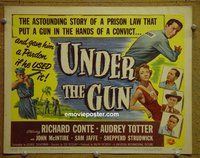 C574 UNDER THE GUN title lobby card '51 Conte, Totter