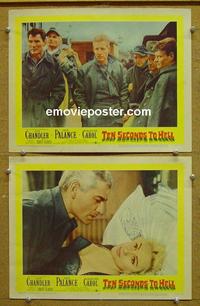 F831 10 SECONDS TO HELL 2 lobby cards '59 Jack Palance