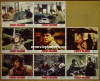 F010 1st BLOOD 8 lobby cards '82 Rambo, Sylvester Stallone
