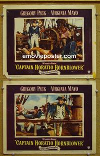 F880 CAPTAIN HORATIO HORNBLOWER 2 lobby cards '51 Gregory Peck