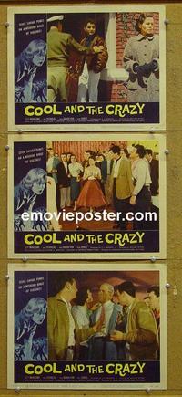 F767 COOL & THE CRAZY 3 lobby cards '58 AIP classic!