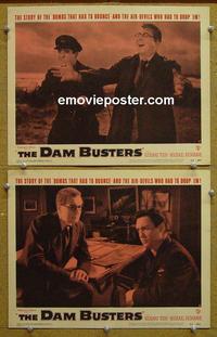 F903 DAM BUSTERS 2 lobby cards '55 Michael Redgrave, Todd