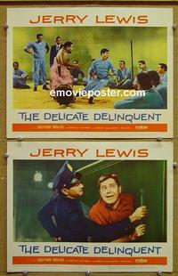 F910 DELICATE DELINQUENT 2 lobby cards '57 Darren McGavin, Lewis