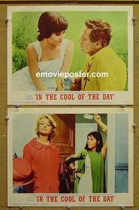 F971 IN THE COOL OF THE DAY 2 lobby cards '63 Jane Fonda, Finch