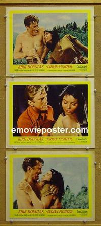 F785 INDIAN FIGHTER 3 lobby cards R60 Kirk Douglas