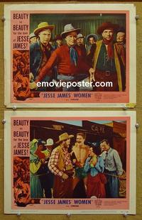 F980 JESSE JAMES' WOMEN 2 lobby cards '54 Don Red Barry, western