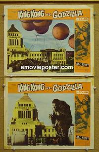F991 KING KONG VS GODZILLA 2 lobby cards '63 cool Kong cards!