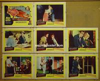 F335 LONG WAIT 8 lobby cards '54 Mickey Spillane, Anthony Quinn