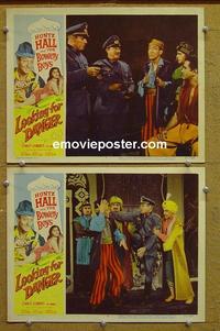 G003 LOOKING FOR DANGER 2 lobby cards '57 Bowery Boys,Huntz Hall