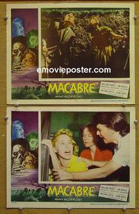 G006 MACABRE 2 lobby cards '58 William Castle, Prince