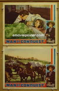G011 MAN OF CONQUEST 2 lobby cards '39 Richard Dix