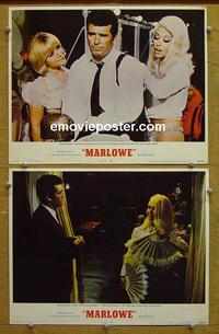 G015 MARLOWE 2 lobby cards '69 James Garner, Rita Moreno
