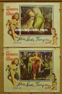G017 MISS SADIE THOMPSON 2 lobby cards '54 Rita Hayworth