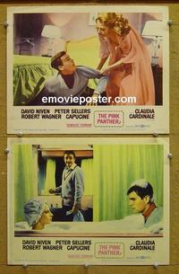 G050 PINK PANTHER 2 lobby cards '64 Sellers, Niven