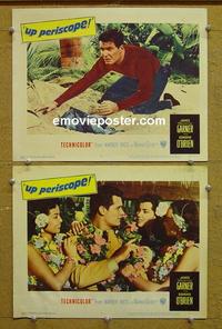 G141 UP PERISCOPE 2 lobby cards '59 James Garner