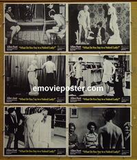 F704 WHAT DO YOU SAY TO A NAKED LADY 6 lobby cards '70 Allan Funt