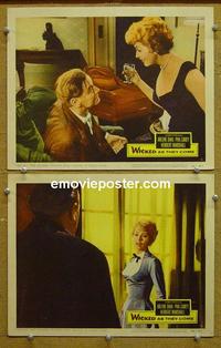 G154 WICKED AS THEY COME 2 lobby cards '56 bad girl Arlene Dahl!